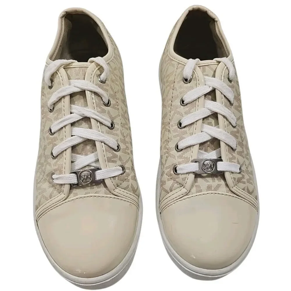 Michael Kors ~ Girls US Size 5Y ~Ivy Dee Vanilla Color Sneakers Shoes Logo.